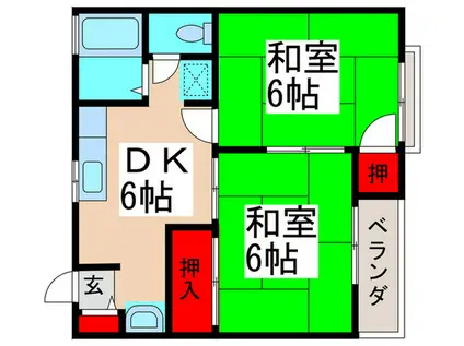 サンハイツM-1(2DK/2階)の間取り写真