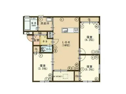 JB錦町BROCADE(3LDK/2階)の間取り写真