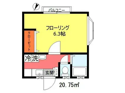 プルミエール(1K/2階)の間取り写真