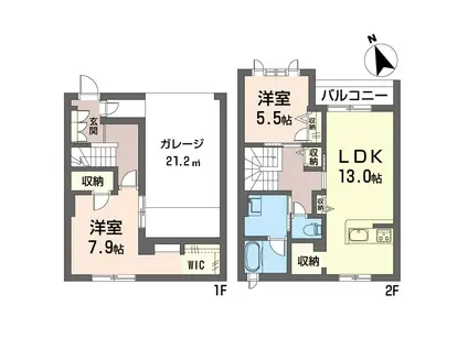 グランドゥール桜木III(2LDK/1階)の間取り写真
