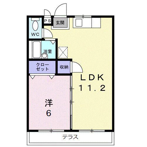 パープルハイツ(1LDK/1階)の間取り写真