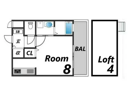 篠原伯母野山町三丁目アパート(1K/2階)の間取り写真