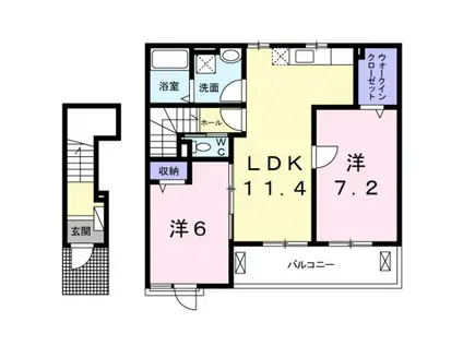 ア・ラ・モード中撫川II(2LDK/2階)の間取り写真