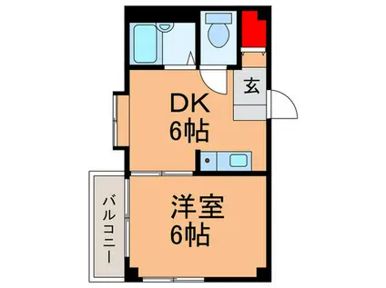 ミハママンション(1DK/5階)の間取り写真