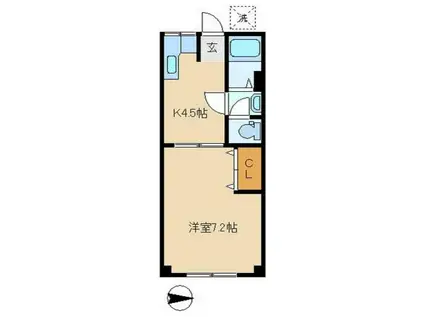 三彩ビル(1K/3階)の間取り写真