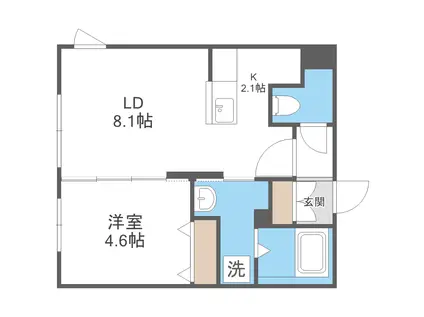 GRANDUKE永山公園通(1LDK/2階)の間取り写真