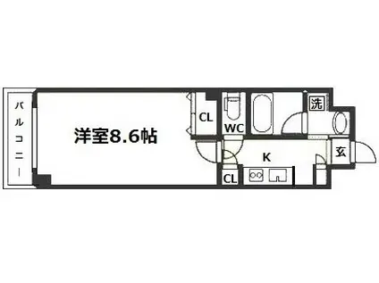 エグゼ大阪城東(1K/4階)の間取り写真