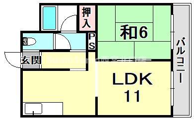 ロイヤルメゾン甲子園口III(1LDK/2階)の間取り写真