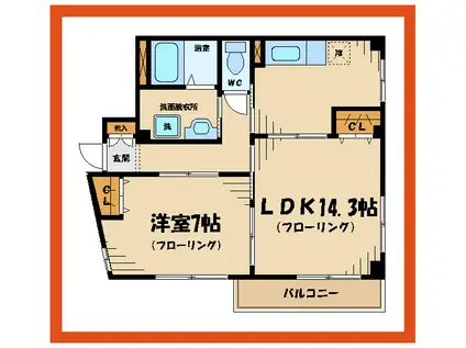クワトロ(1LDK/2階)の間取り写真