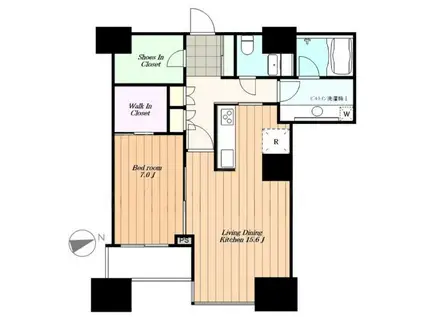 高輪・ザ・レジデンス(1LDK/14階)の間取り写真