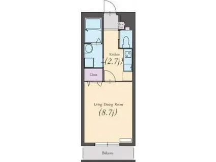 ハイランド ビュー(1K/1階)の間取り写真