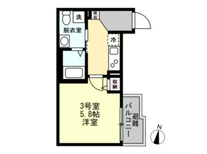 ヴィラベイルーム本厚木(1K/1階)の間取り写真