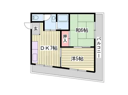 インタービレッジ千代田町(2DK/2階)の間取り写真