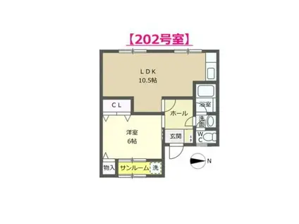 フレンドリーハイツ(1LDK/2階)の間取り写真