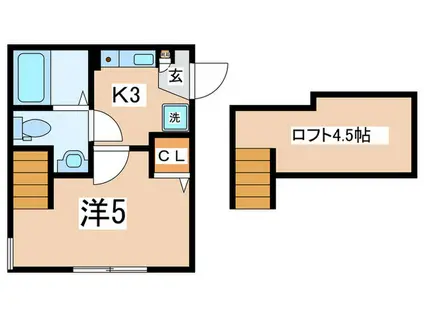 LA LUCE北里(1K/2階)の間取り写真