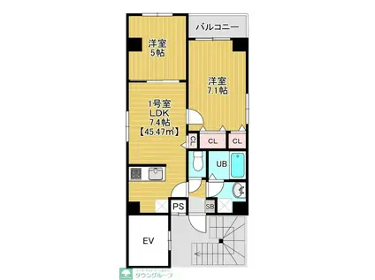 BLOOM錦糸町(2LDK/2階)の間取り写真