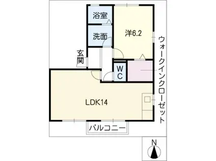 アリエル三崎(1LDK/1階)の間取り写真