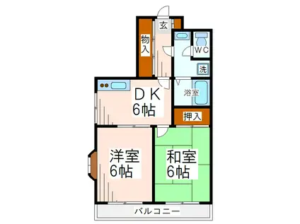 シーパレスタカノ(2DK/2階)の間取り写真