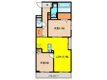 サンフローレ(2LDK/2階)の間取り写真