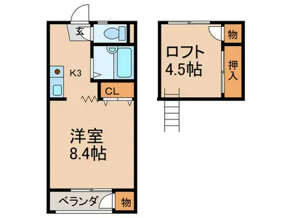 FUTEC-II(1K/2階)の間取り写真