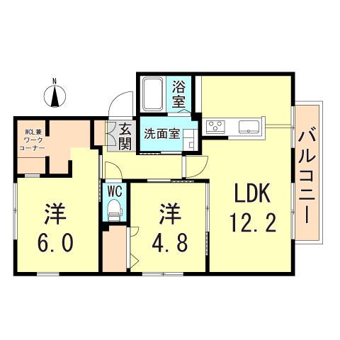 ベル・メゾン(2LDK/2階)の間取り写真