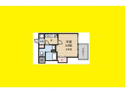 フレンシアノイエ東三国(1K/3階)の間取り写真