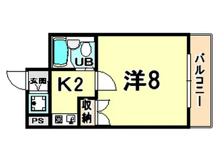 アミティー塚口(1K/3階)の間取り写真