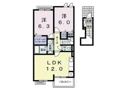ルーラルフジE(2LDK/2階)の間取り写真