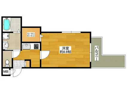 プルメリア関大前(1K/4階)の間取り写真