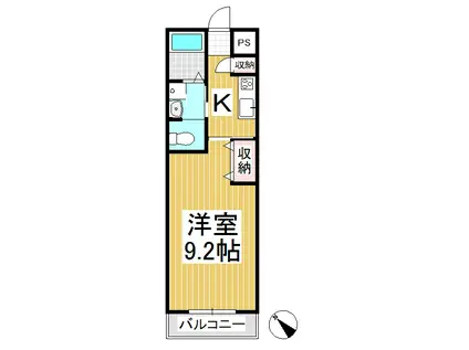 エスポワール(1K/1階)の間取り写真