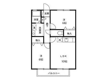ルミエール岡本(2LDK/2階)の間取り写真