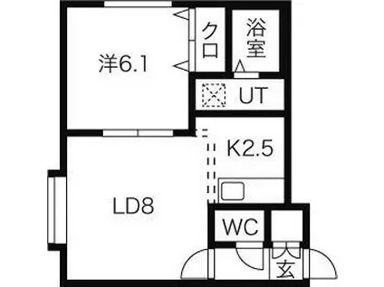 アルトプエンテ(1LDK/1階)の間取り写真