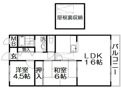香里プラザII(2LDK/9階)の間取り写真