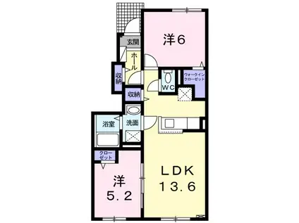 ＪＲ函館本線 滝川駅 徒歩26分 2階建 築2年(2LDK/1階)の間取り写真