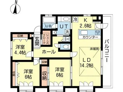 亜門ハナ(3LDK/2階)の間取り写真