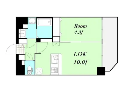 プレサンス中之島公園アティレ(1LDK/2階)の間取り写真