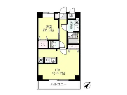 DELCCS練馬春日町(1LDK/4階)の間取り写真