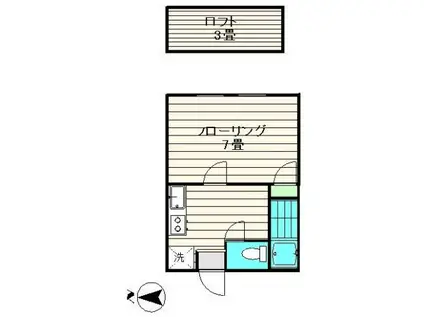 TECHIII(1K/2階)の間取り写真