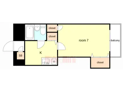 須磨パークアヴェニュー(1K/4階)の間取り写真