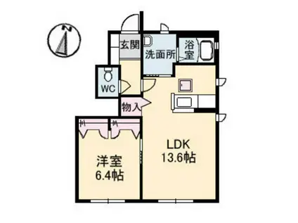ウィングス緑井C棟(1LDK/1階)の間取り写真