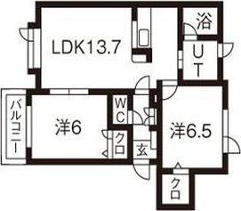 グランツ(2LDK/1階)の間取り写真