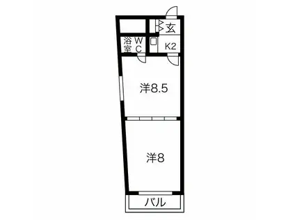 東和マンション広小路(2K/8階)の間取り写真