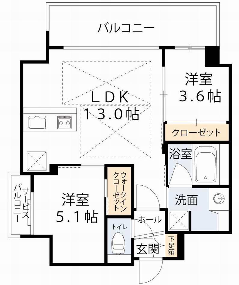 ノルデンタワー南森町アドバンス(2LDK/17階)の間取り写真
