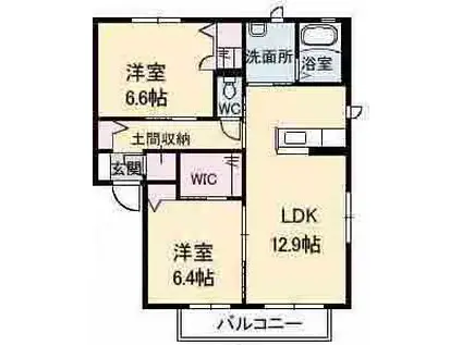 メゾンキタガタ(2LDK/2階)の間取り写真