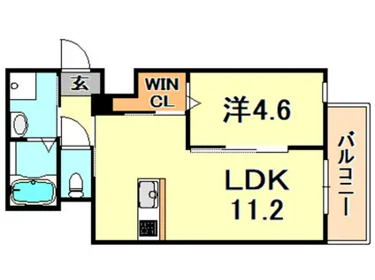 グランデュオ三宮II(1LDK/3階)の間取り写真