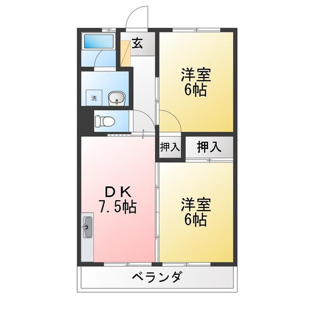 コーポさいとう(2DK/2階)の間取り写真