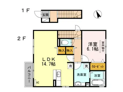 WIT-C(1LDK/2階)の間取り写真
