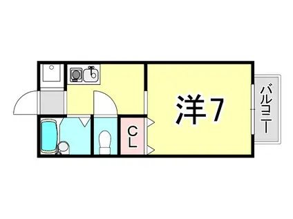エスペーロ甲東Ⅱ(1K/1階)の間取り写真