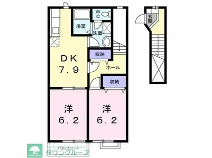 リバーコート(2DK/2階)の間取り写真