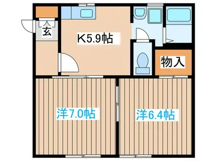 ブラウンハウス(2K/1階)の間取り写真